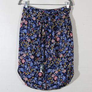 LAUREN Ralph Lauren Belted Midi Knee Skirt Navy Floral Button Front